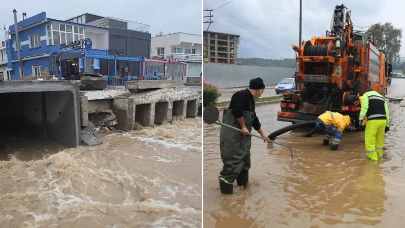 İzmir’de sağanak hayatı felç etti: Yollar çöktü, ev ve iş yerlerini su bastı
